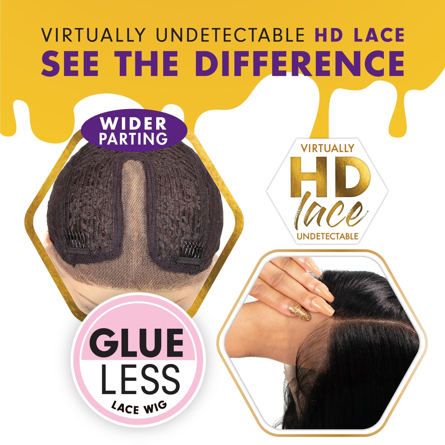 Sensationnel Butta Lace Wigs - Unit 8 Extra Wide 5 Inch Deep Parting Synthetic Preplucked Hairline Glueless Lacefront (1B OFFBLACK)