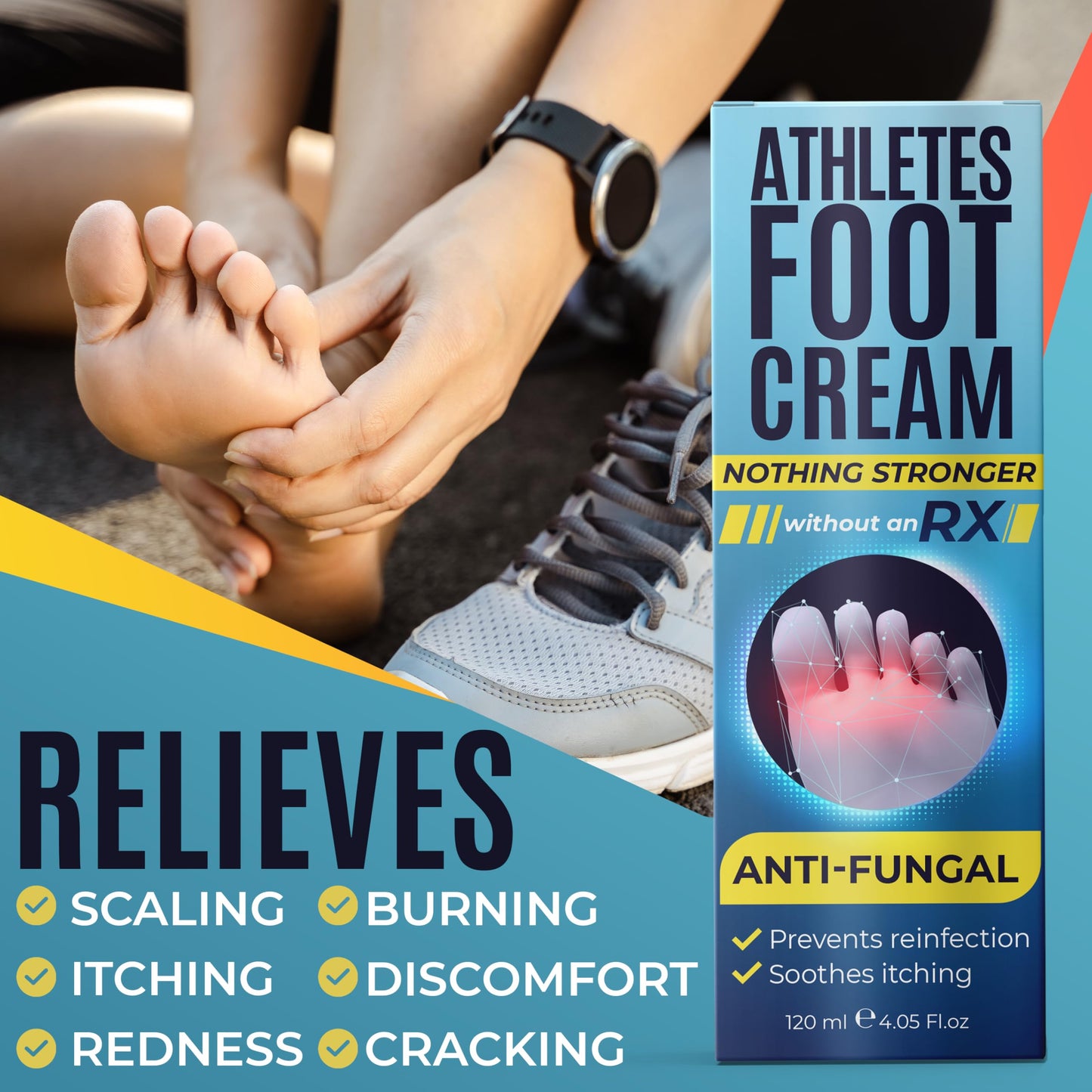 Athletes Foot Cream Antifungal for Cracked Heels, Dry Skin & Itchy Feet