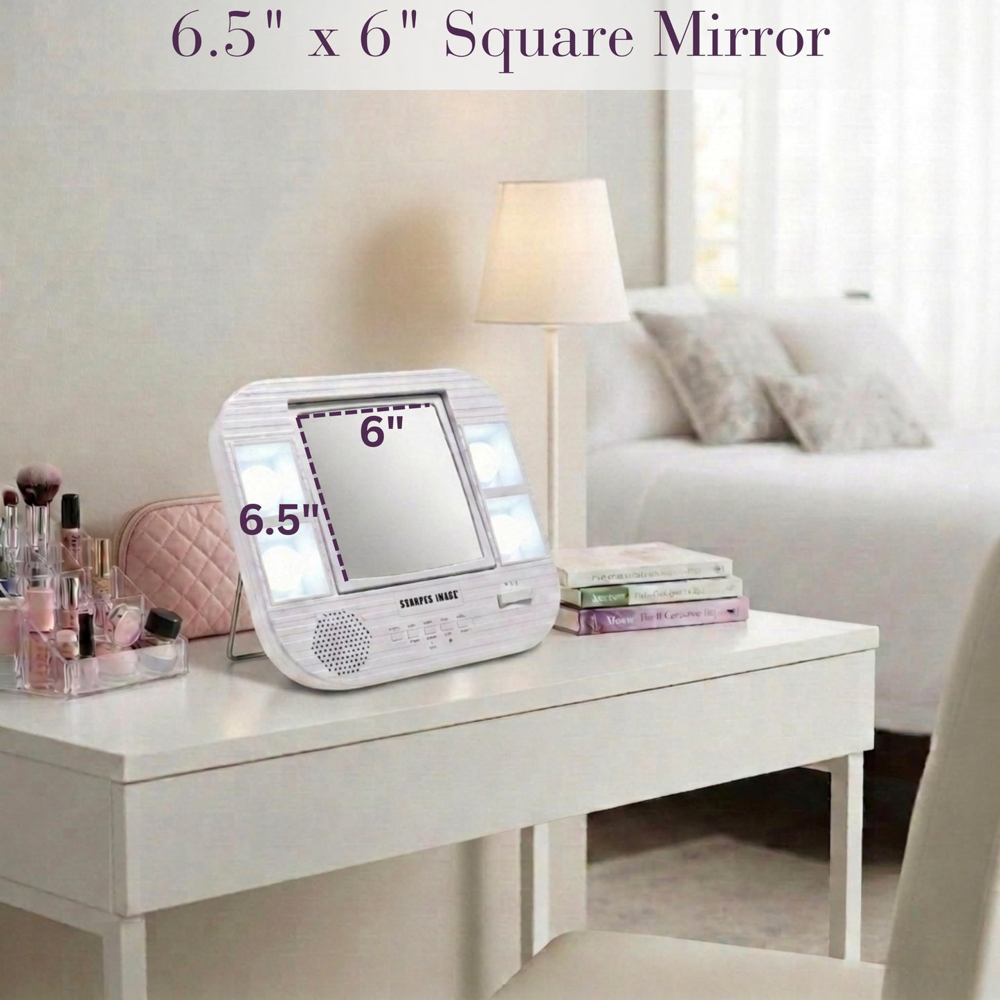 JERDON Two-Sided Bluetooth Makeup Mirror with Lights - Vanity Mirror with 5X Magnification & Multiple Light Settings - White - Model J1025
