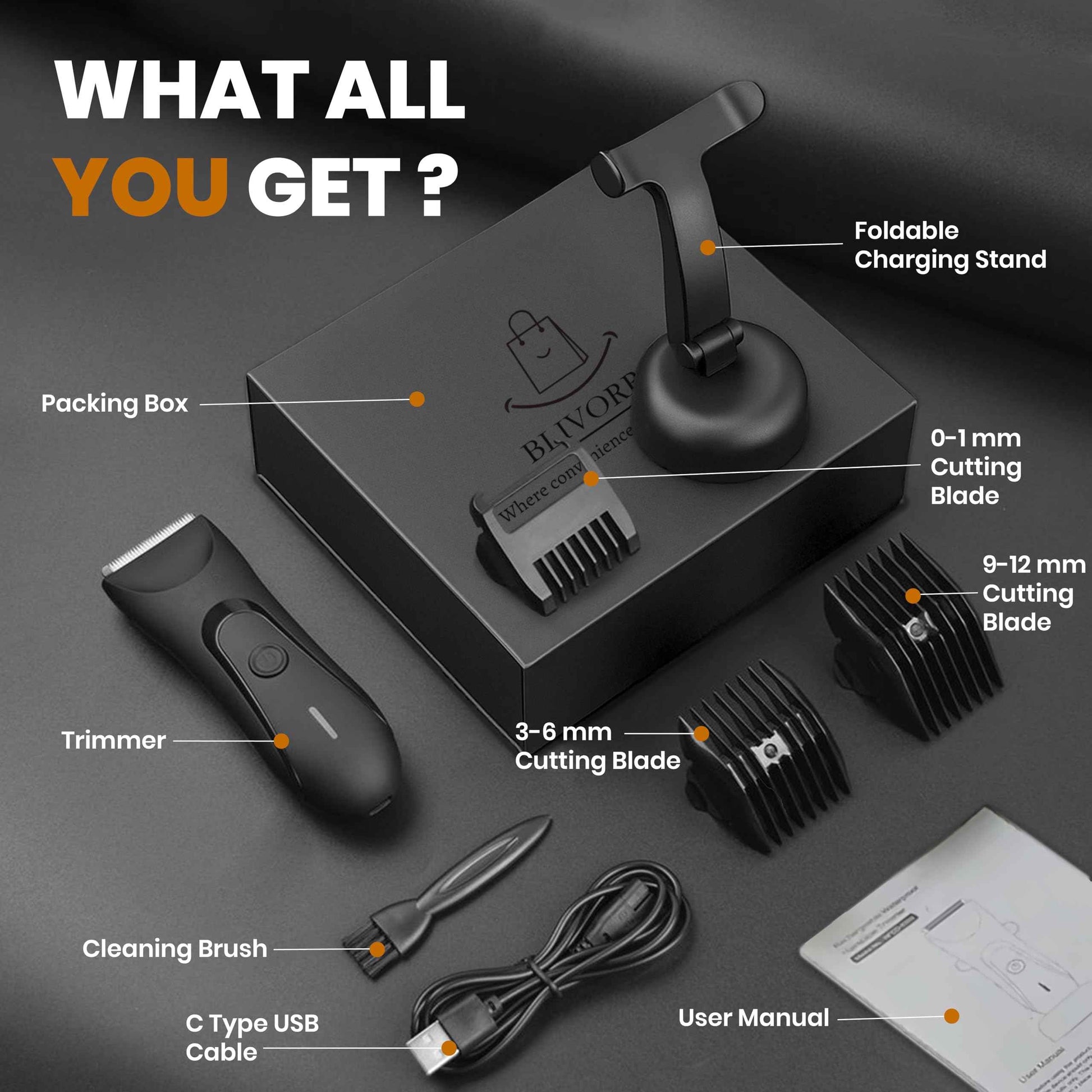 BLIVORRA Next Gen Premium Body & Pubic Hair Trimmer – Waterproof Electric Ball Shaver & Groin Hair Clipper with Ceramic Blades – Rechargeable Wet/Dry Trimmer for Men & Women, Chest, Legs, Bikini