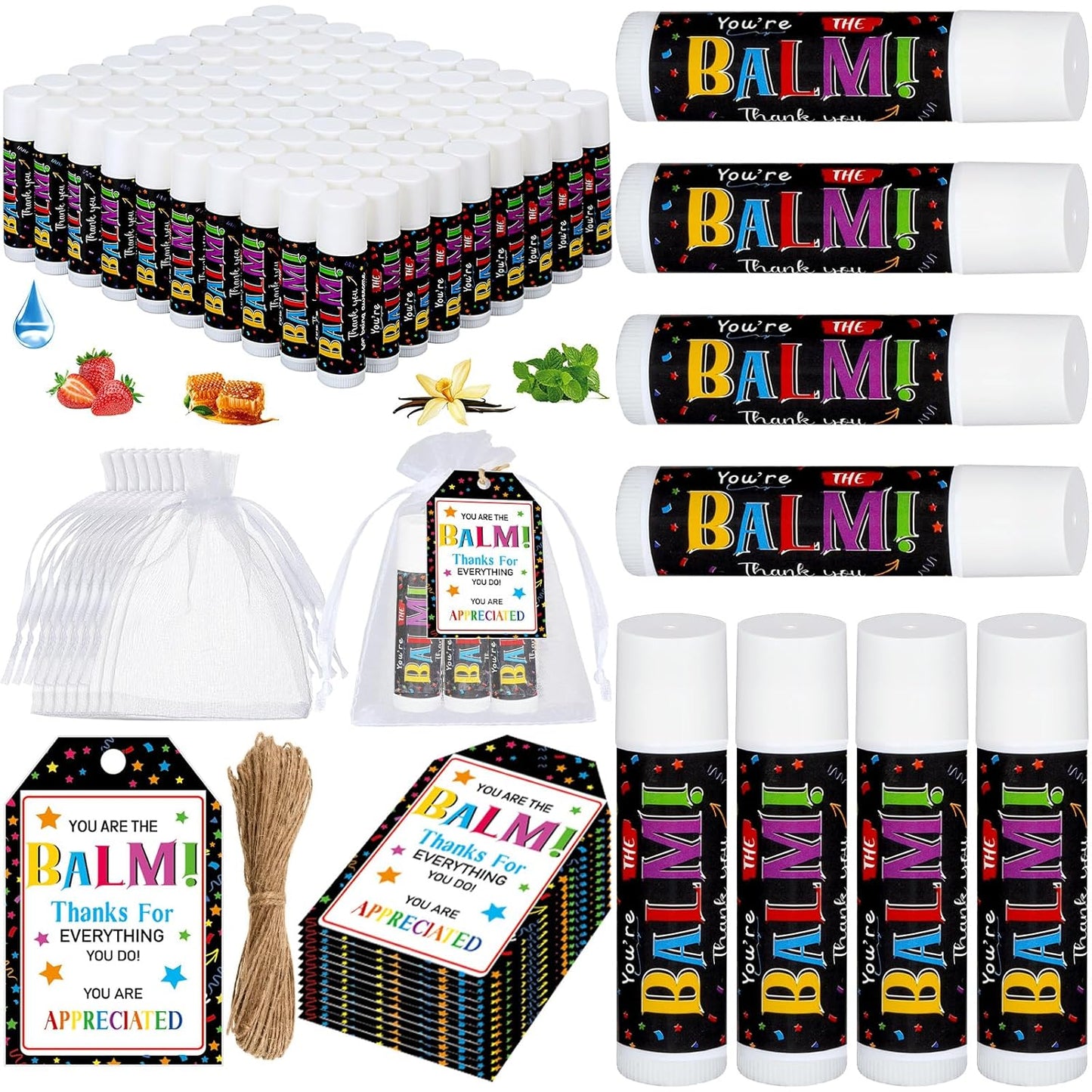 Siifert 50 Pack Lip Balm Gift Set - Perfect Teacher & Employee Appreciation | Bulk Thank You Gifts for Staff, Coworkers, Nurses, Mothers