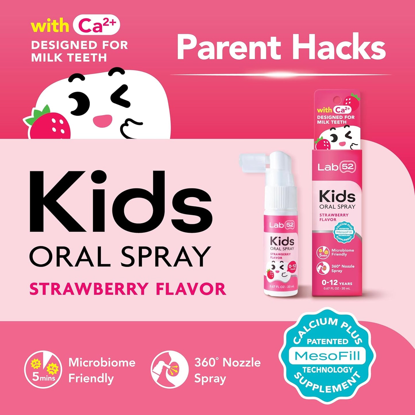 Kids Oral Spray - Fluoride-Free Toddler Toothpaste Helper for Fresh Breath | Xylitol, Strawberry & Grape Flavors