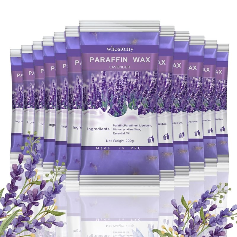 Paraffin Wax Refills - Lavender Scented Hot Melt Wax Blocks for Hands & Feet | 12 Pack with Dry Flowers, Nourishes Skin & Relieves Fatigue