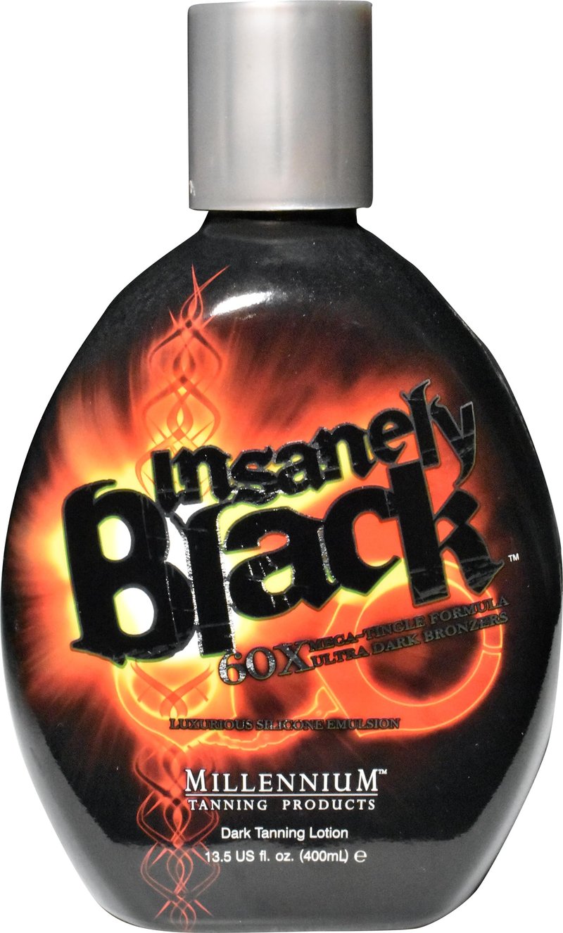 Millennium: Dark Tanning Lotion for Tanning Beds or Outdoors - Tanning Bed Lotion with Bronzer & Silicone for Tattoo Protection - Women & Mens Tanning Lotion - Insanely Black 60x, Mega Tingle, 13.5oz