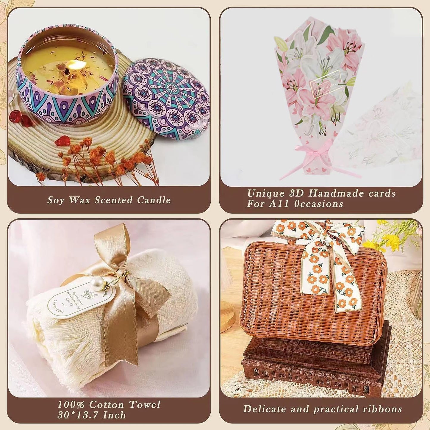 Unique Mother's Day Gift Baskets for Women,Happy Birthday Bath Set Relaxing Spa Gift Baskets Ideas for Women,Her,Mom, Sister, Coworker, Wife, Girlfriend,Luxury Get Well Soon Self Care Gifts for Women.