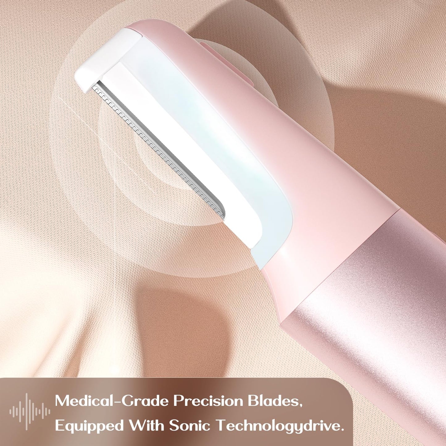 WLU Dermaplane Razor for Women Face with 10 Replaceable Blades, Dermaplaning Tool for Face to Remove Facial Hair & Peach Fuzz, Sonic Dermaplaning Tool for Women, Dermaplane Razor(Pink)