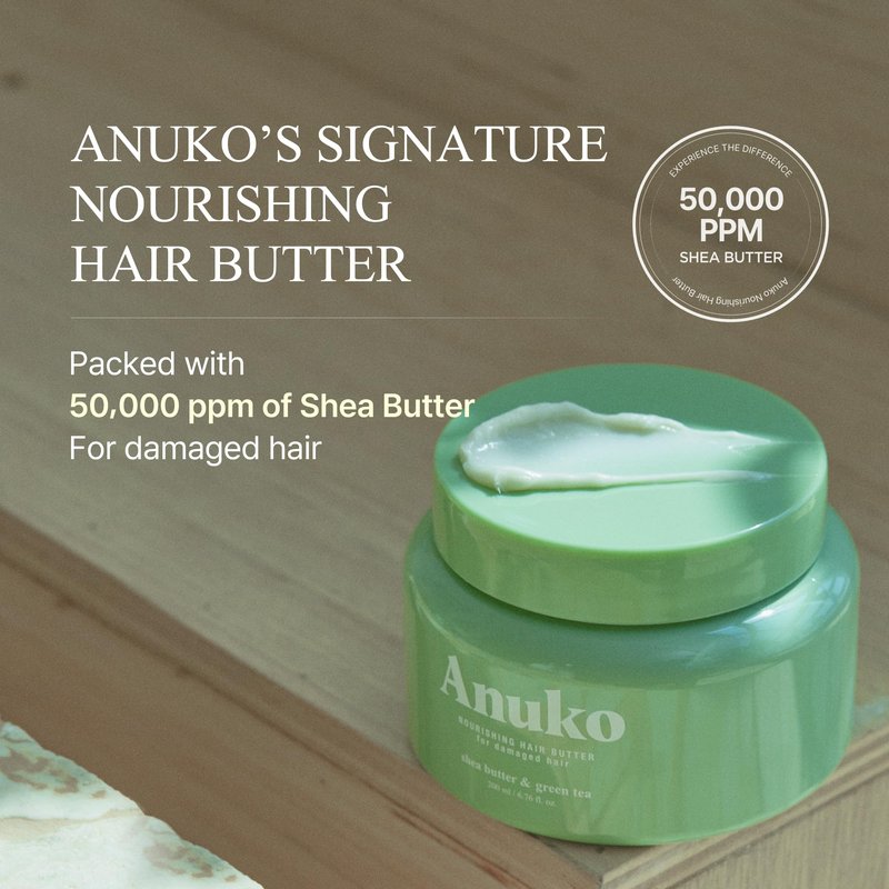 Anuko Nourishing Hair Butter for Damaged Hair, 6.7 oz, Shea Butter & Green Tea, Korean Hair Care, Hair Treatment Mask, Vegan Protein