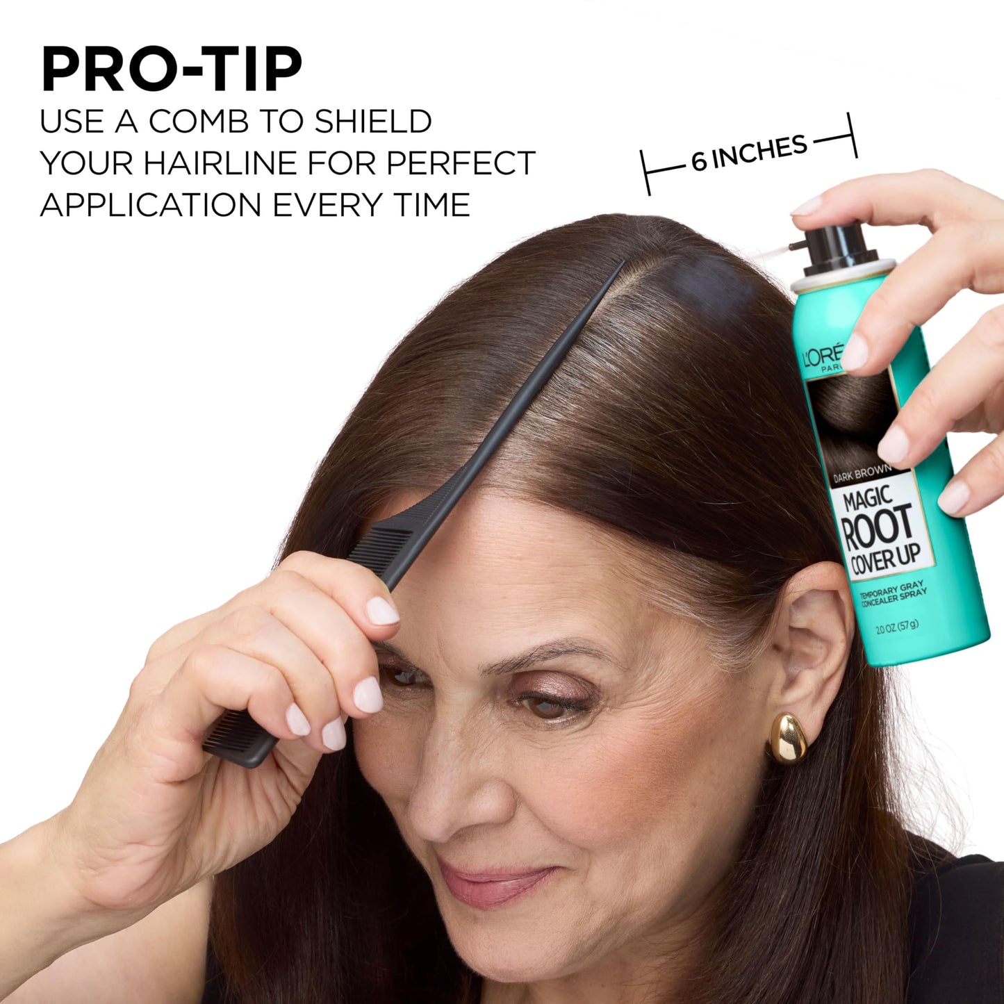 L'Oreal Paris Magic Root Cover Up Gray Hair Spray, 100% Gray Hair Coverage with Buildable, Lightweight, Transfer-Resistant, and Temporary Formula, Ammonia-Free, Medium Brown, 2 oz (1 Count)