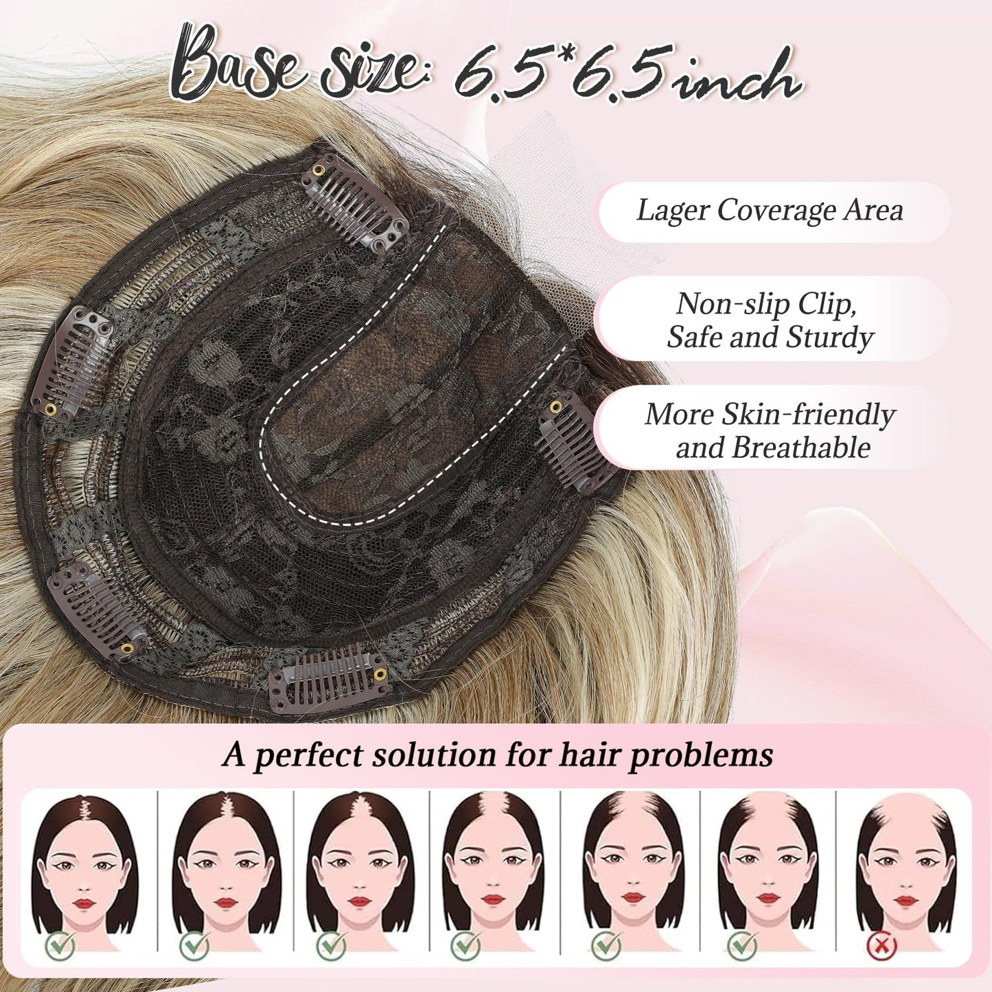 MORICHY Short Wavy 10 Inch Hair Topper for Women, Lightweight & Breathable Wiglet for Thinning Hair with 6.5"x6.5" Base, Instantly Adds Volume and Coverage