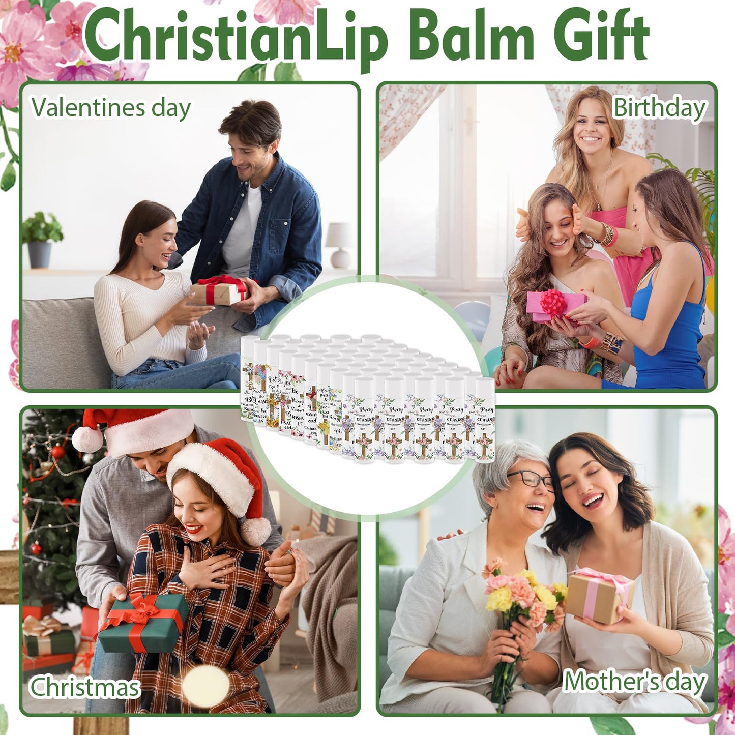 Nlicrst 50 Pcs Christmas Lip Balms Bulk Gifts for Women Party Holiday Favors Christmas Stocking Stuffers Moisturizing Lip Care Appreciation Gift for Kids Teachers Mom Employee Coworker Team