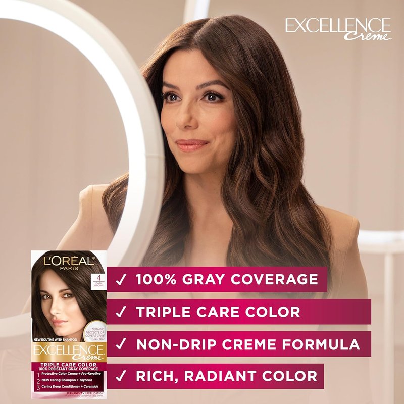 L'Oreal Paris Hair Color & Eyebrow Pencil Bundle - Excellence 1 Black Dye + Soft Black Definer Pencil