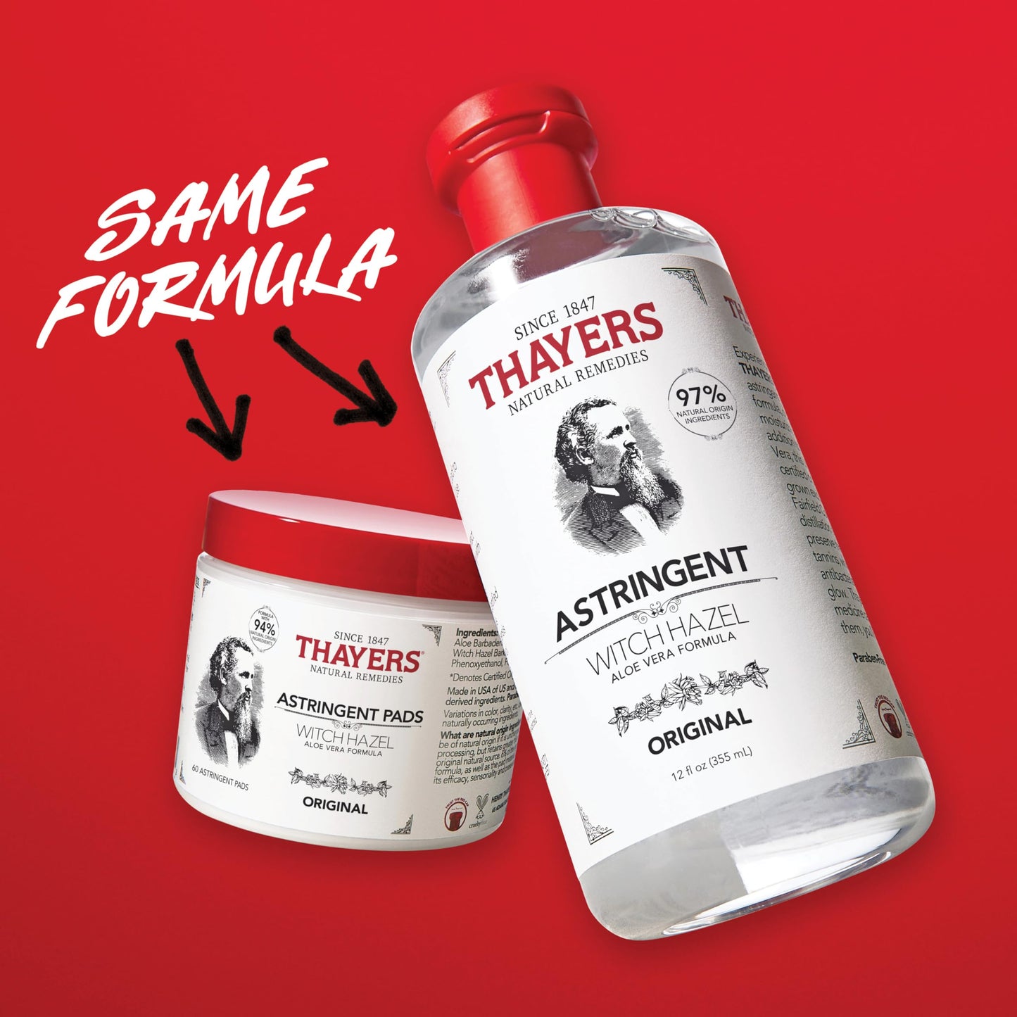 THAYERS Original Witch Hazel Astringent with Aloe Vera, 12 Oz (Pack of 2)