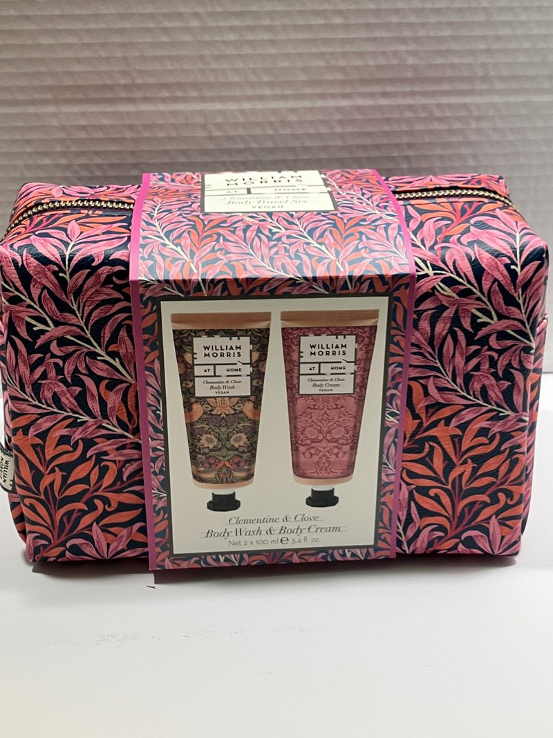 Heathcote & Ivory William Morris Clementine & Clove Body Travel Set Bag Wash & Cream