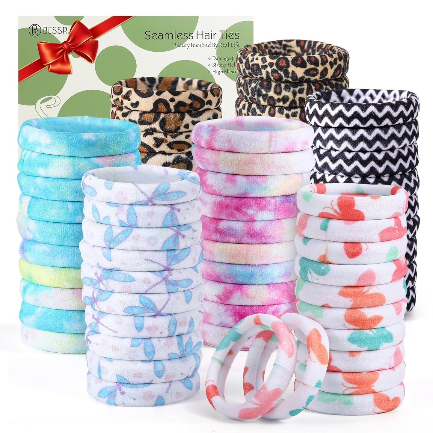 100PCS Black Hair Ties for Women Girls, Seamless Thick Black Hair Band, Elastic Hair Ties No Damage Ponytail Holder