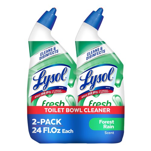 Lysol Toilet Bowl Cleaner Gel, For Cleaning and Disinfecting, Stain Removal, Forest Rain Scent, 24oz (Pack of 2)