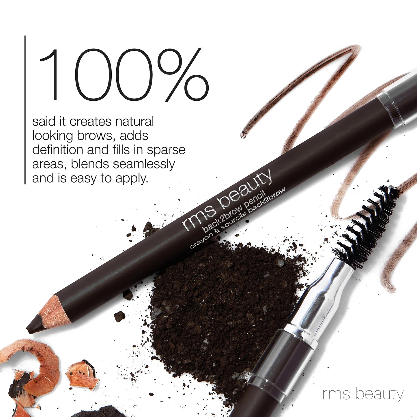 rms beauty Back2Brow Pencil Waterproof Smudge-Resistant Buildable Brow Color with Fine Tip for Natural Hair-Like Strokes Nourishing 0.3g