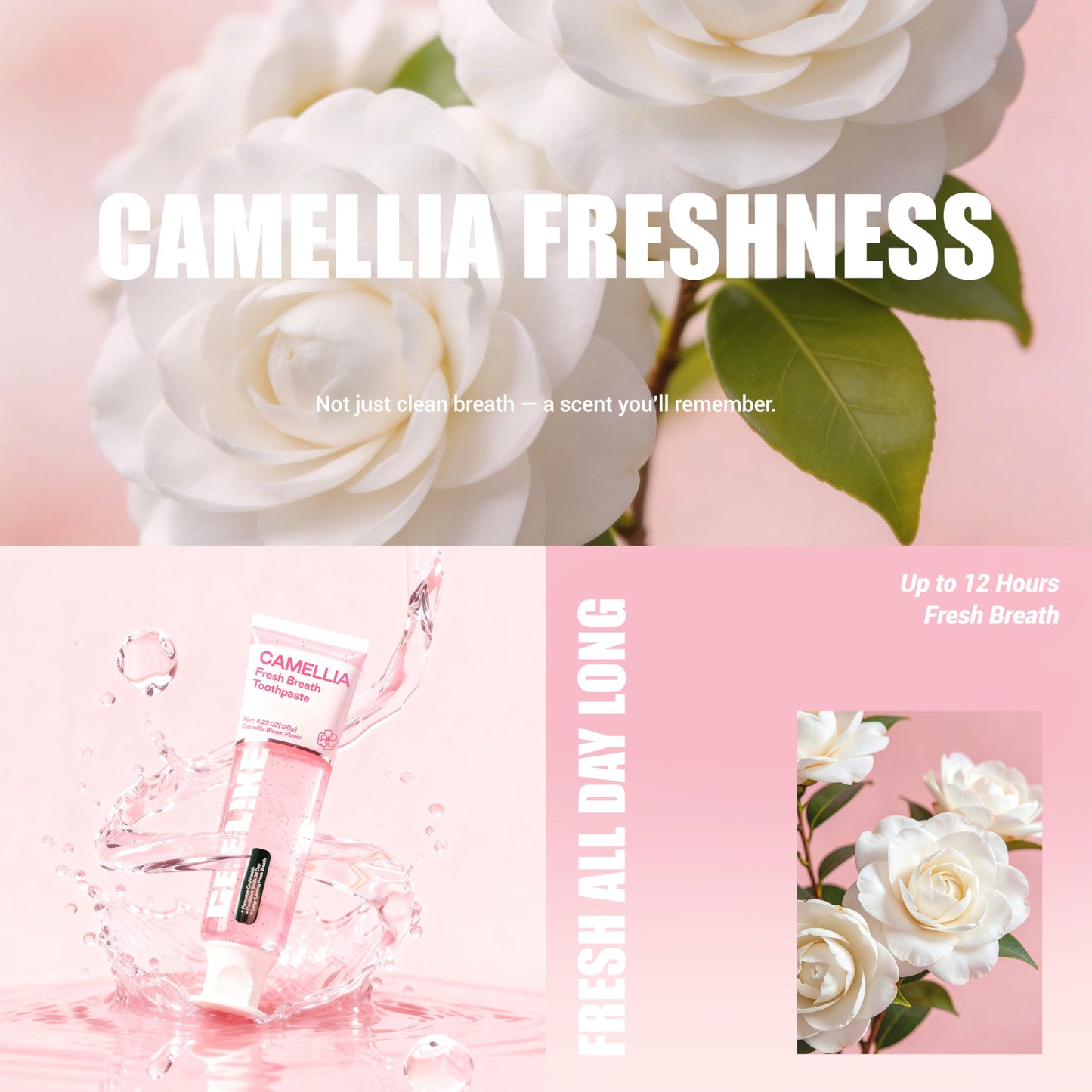 CEELIKE Camellia Fresh Breath Toothpaste, Natural Floral Flavor for Long - Lasting Oral Freshness, Enriched with Plant Extracts, 4.23 Oz (2 Pack)