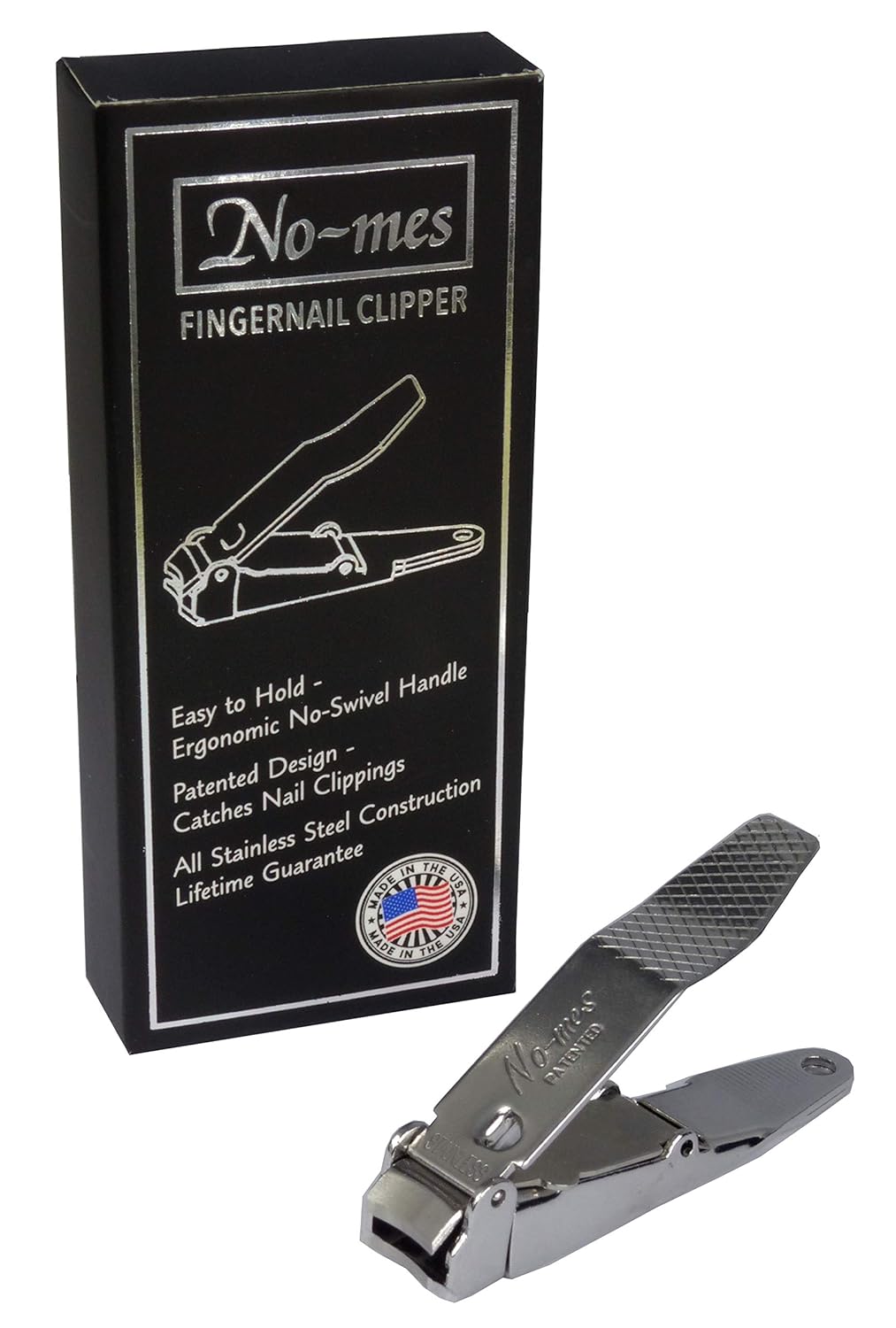 No-Mes Fingernail Clipper - Catches Clippings & Built-In Nail File | Made in USA