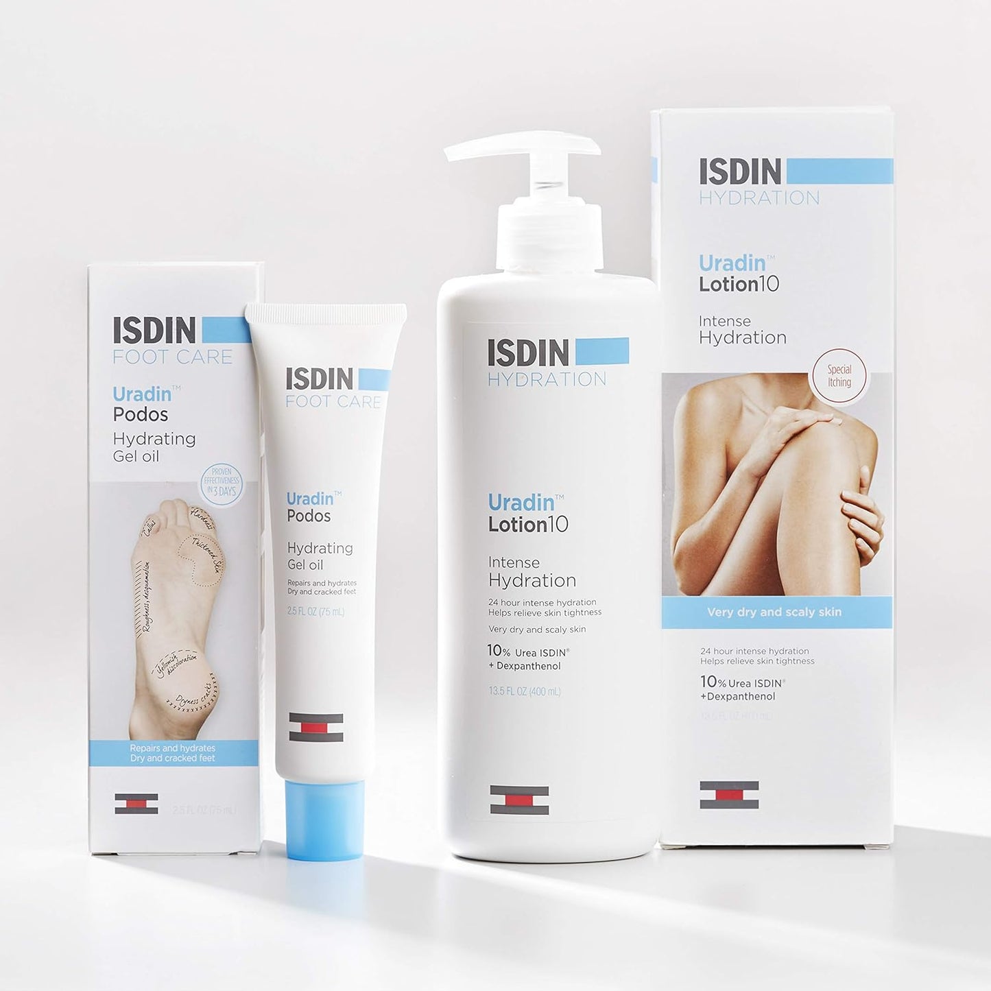 ISDIN Foot Care Cream - Uradin Podos Gel Oil for Dry Cracked Feet | 10% Urea, Fast Absorbing, 2.5 Fl Oz
