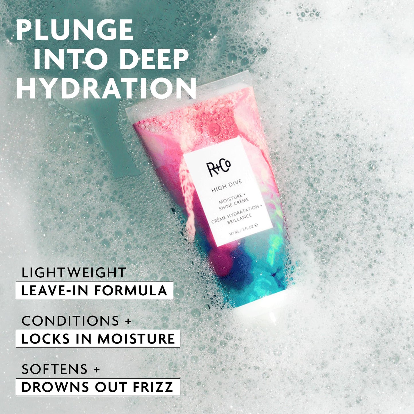 R+Co High Dive Moisture and Shine Crème | Deep Hydration + Softens + Eliminates Frizz | Vegan + Cruelty-Free | 5 Oz