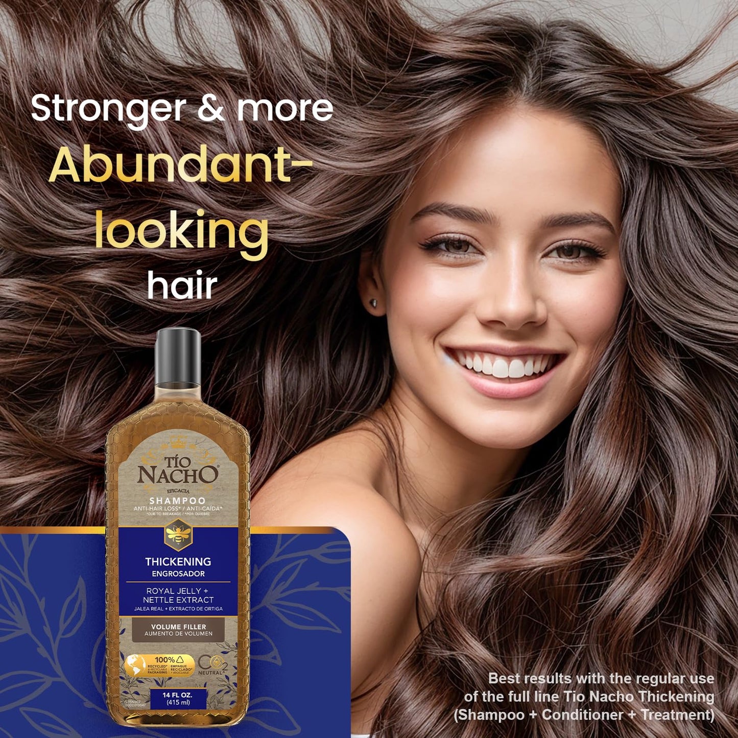 Tio Nacho Thickening Shampoo for Thinning Hair for Women & Men with Royal Jelly & Nettle Extract – Volumizing Hair Loss Shampoo for Fine Hair, Paraben Free, 14 fl oz