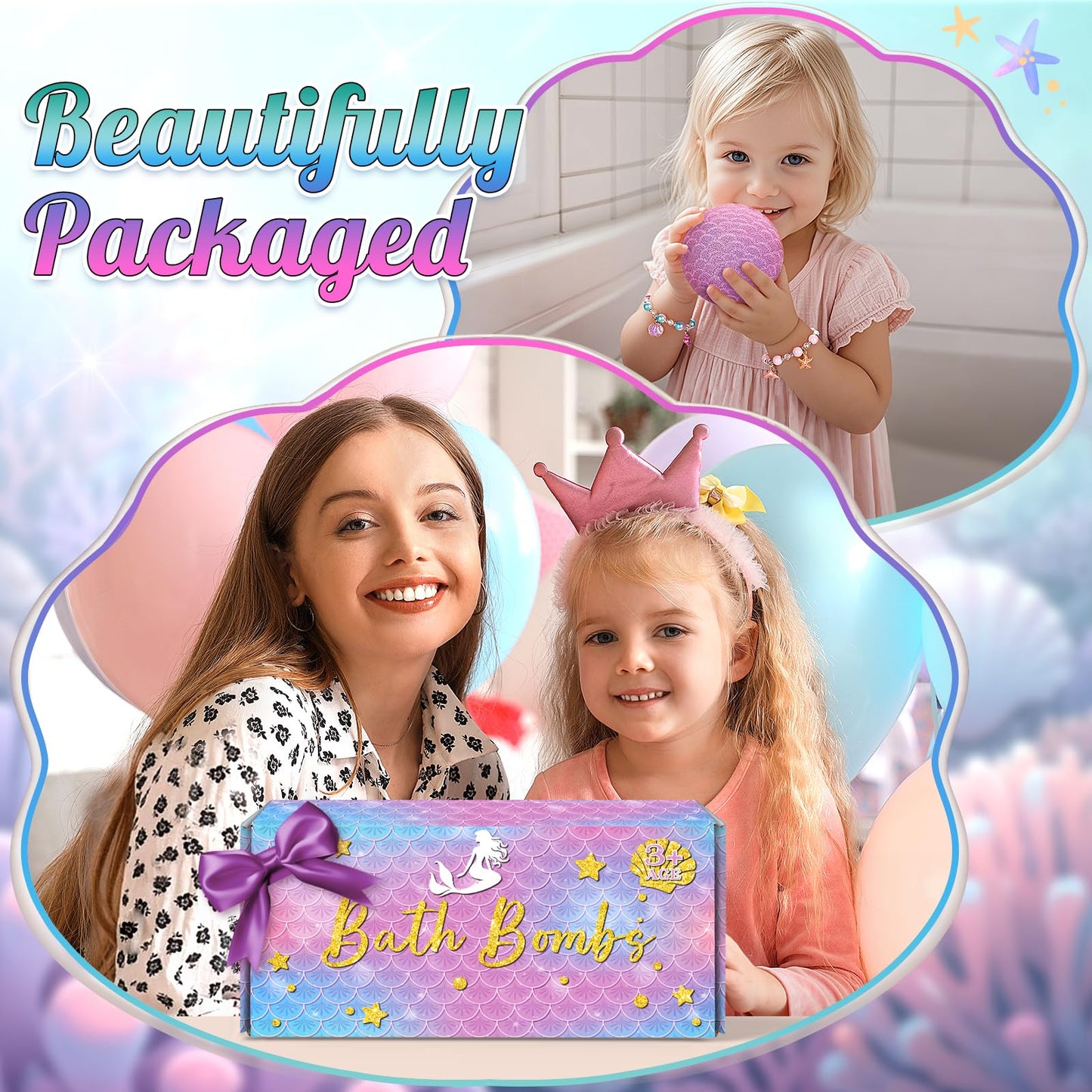 item_name - 8 Packs Mermaid Bath Bombs for Kids Girls, Bubble Bath Bomb Kit with Surprise Toys Inside, Bath Toys for Kids Aged 3+, Ideal Gifts Stocking Stuffers for Girls 3 4 5 6
