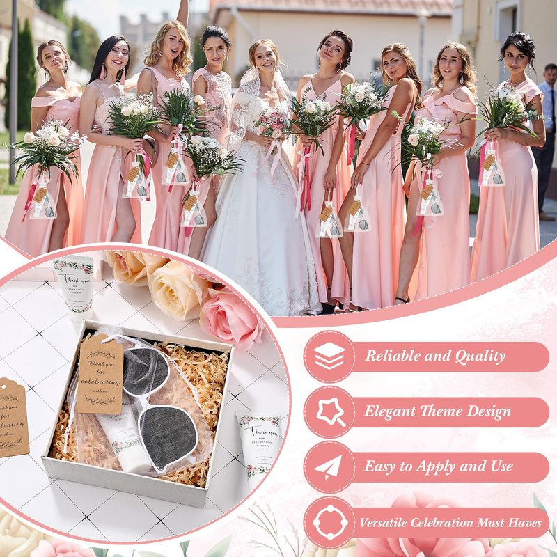 Dansib 12 Sets Mini Sunscreen and Sunglasses Bulk for Wedding Party Spf30 Water Resistant Sunscreen Lotion Bulk 1oz Travel Size for Thank You Gifts Wedding Party Supplies (Floral)