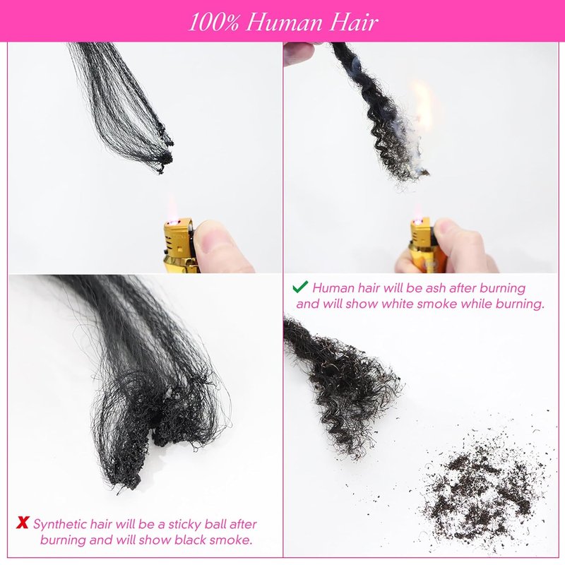 Textured Loc Extensions - Handmade Human Hair Dreadlock Extensions for Men & Women | Curly Ends, 8 Inch, Nature Black, 10 Strands