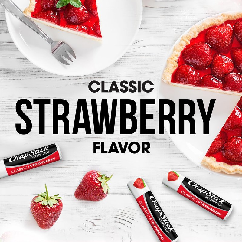 Classic Strawberry Lip Balm - 24-Count Tinted Moisturizer | Juicy & Sweet, 0.15 Oz Each