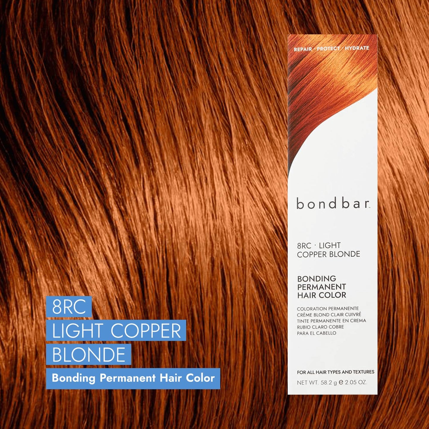 Bondbar Light Copper Blonde Hair Color - Vegan Bonding Permanent Creme Dye, 2.05 Oz