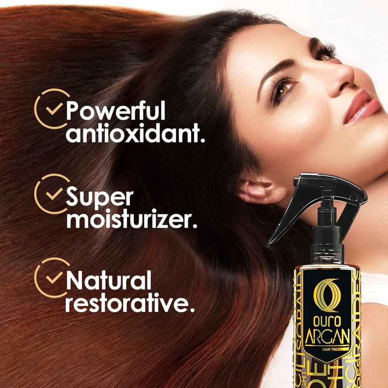 OURO 100% Pure Moroccan Argan Oil, Natural Antioxidant, Moisturizes and Gives Shine to Hair, Controls Frizz, Without Mineral Oils, 4.22 O.z