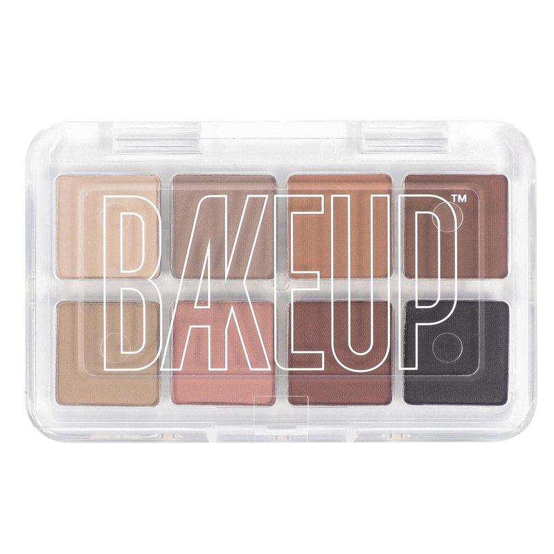 BAKEUP Neutral Eyeshadow Palette — Mini Travel Size Nude Matte Palette for Women, 8 High Pigment Everyday Shades, Compact Palm-Sized, Vegan & Cruelty Free, Natural Earth Tones by Celebrity Jo Baker