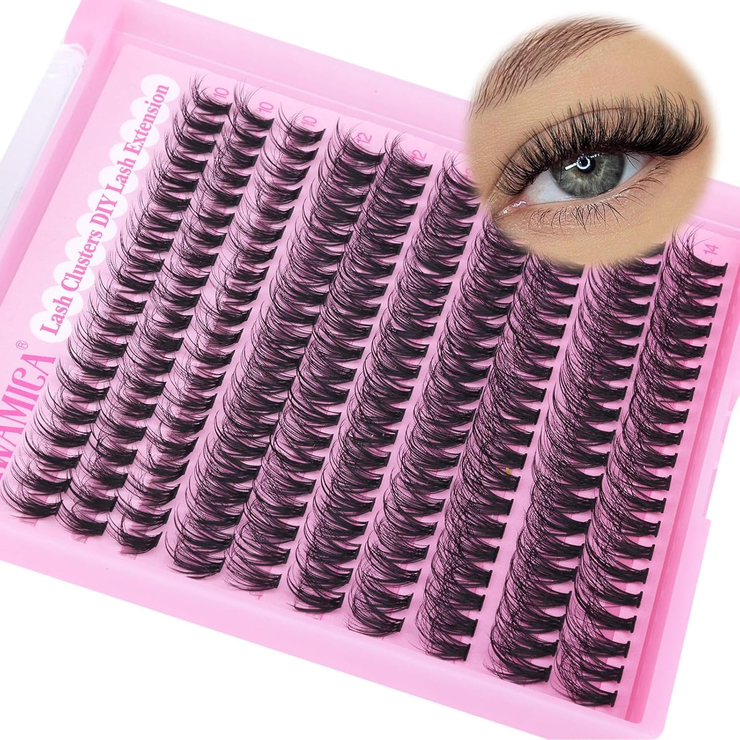 Wispy Lash Clusters - Natural Eyelash Extensions 10-14mm | Fluffy CC Curly 40D Individual Lashes, 200pcs DIY Set