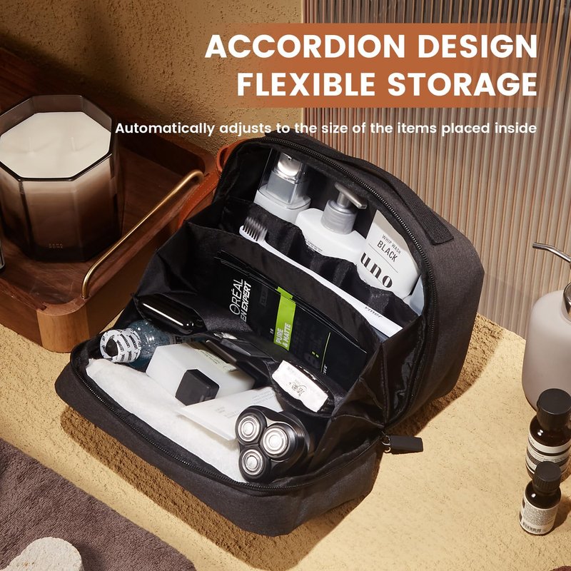 Toiletry Bag for Men, Travel Bag for Toiletries, Hanging Accordion Design with Wide Opening, Waterproof Large Capacity Storage Bag