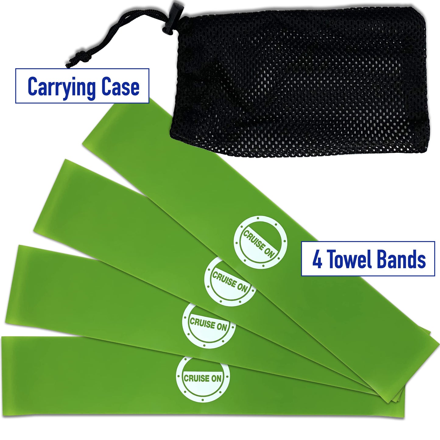 Cruise On Towel Bands for Cruise Chairs (4 Pack), Better Alternative to Towel Clips for Beach, Pool & Ships, Essential for 2026 & 2027 Trips, Secure & Stylish, Green