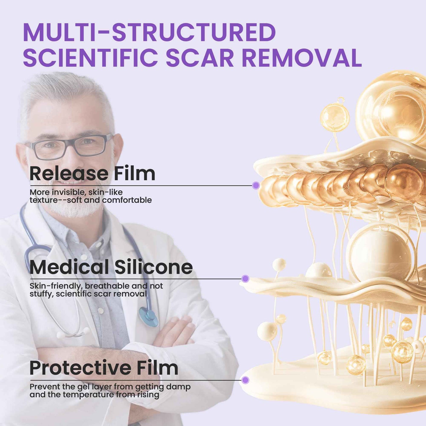 Antaly Silicone Scar Sheets, Silicone Scar Tape, Medical Grade Skin Patches for Surgical Scars, Keloid Bump Removal, C-Section, Stretch Marks, Hypertrophic, Post-Surgery-1.6"X 79" Roll, 2M