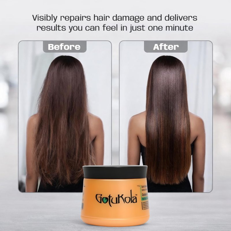 Gotukola Keratin Hair Mask for Dry Damaged Hair – Deep Conditioner Treatment with Coconut Oil, Shea Butter & Herbal Extracts – Sulfate Free, Frizz Control, Color Safe, Hair Repair Mask 500 ml