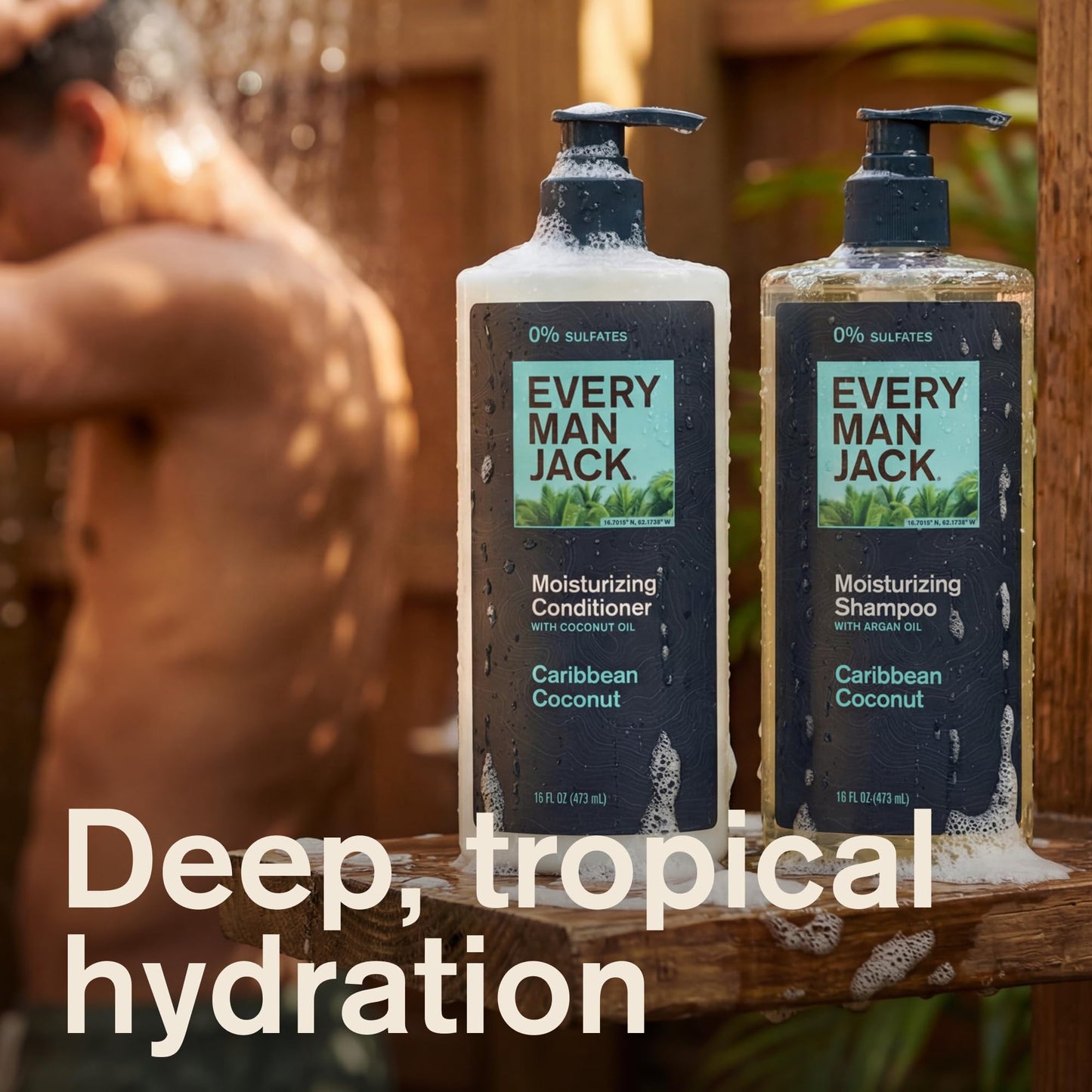 Every Man Jack Men's Shampoo and Conditioner Set - Caribbean Coconut - Sulfate Free - Made w/Plant Powered Moisturizing Ingredients like Coconut & Argan Oil - 16 fl oz (2 Pack)