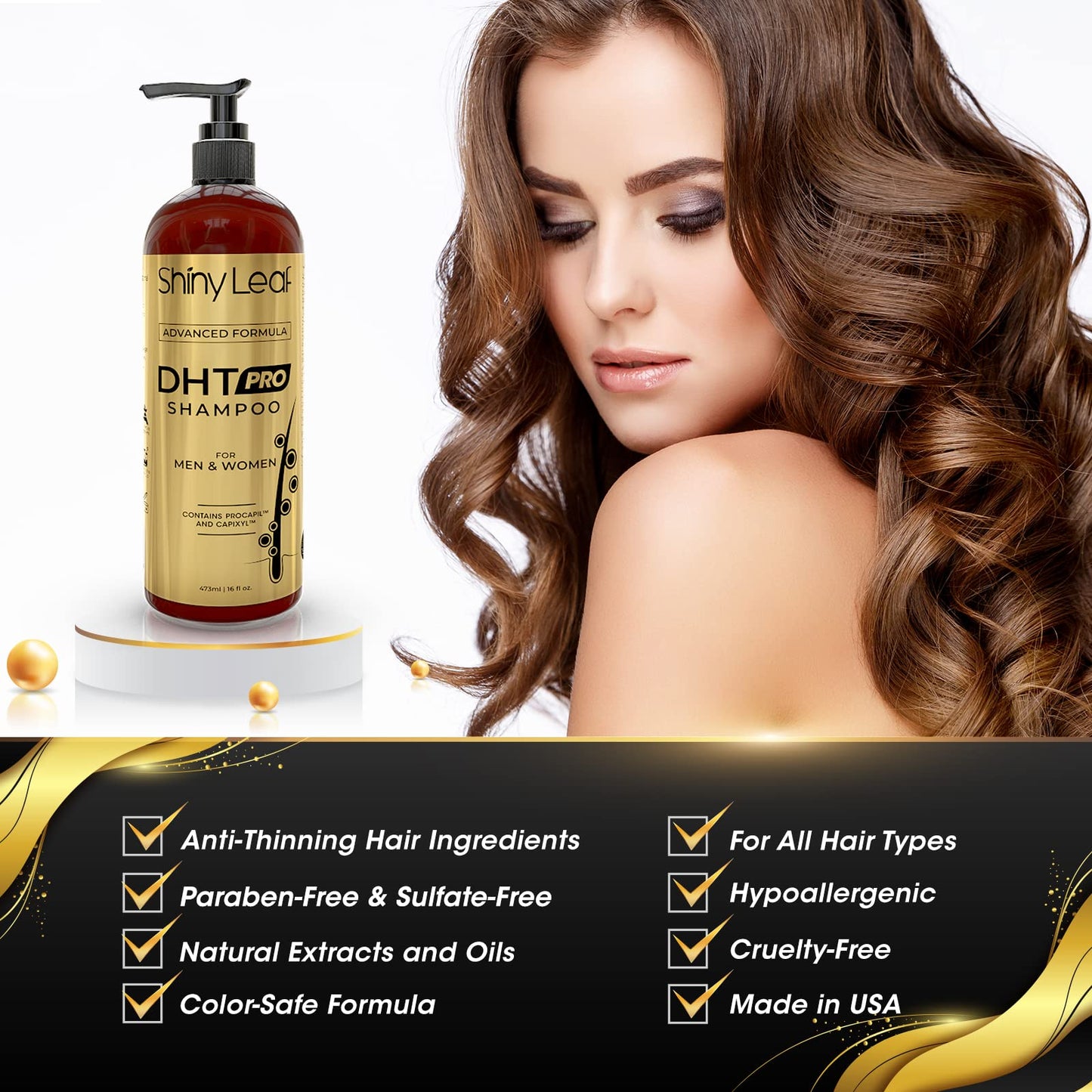 Shiny Leaf DHT Pro Shampoo with Procapil & Capixyl for Thinning Hair, 16 oz
