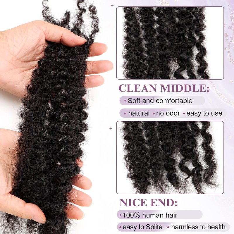Afro Kinky Bulk Human Hair - 18 Inch 50g for Micro Locs & Mini Kinky Twists | Natural Black Dreadlock Extensions