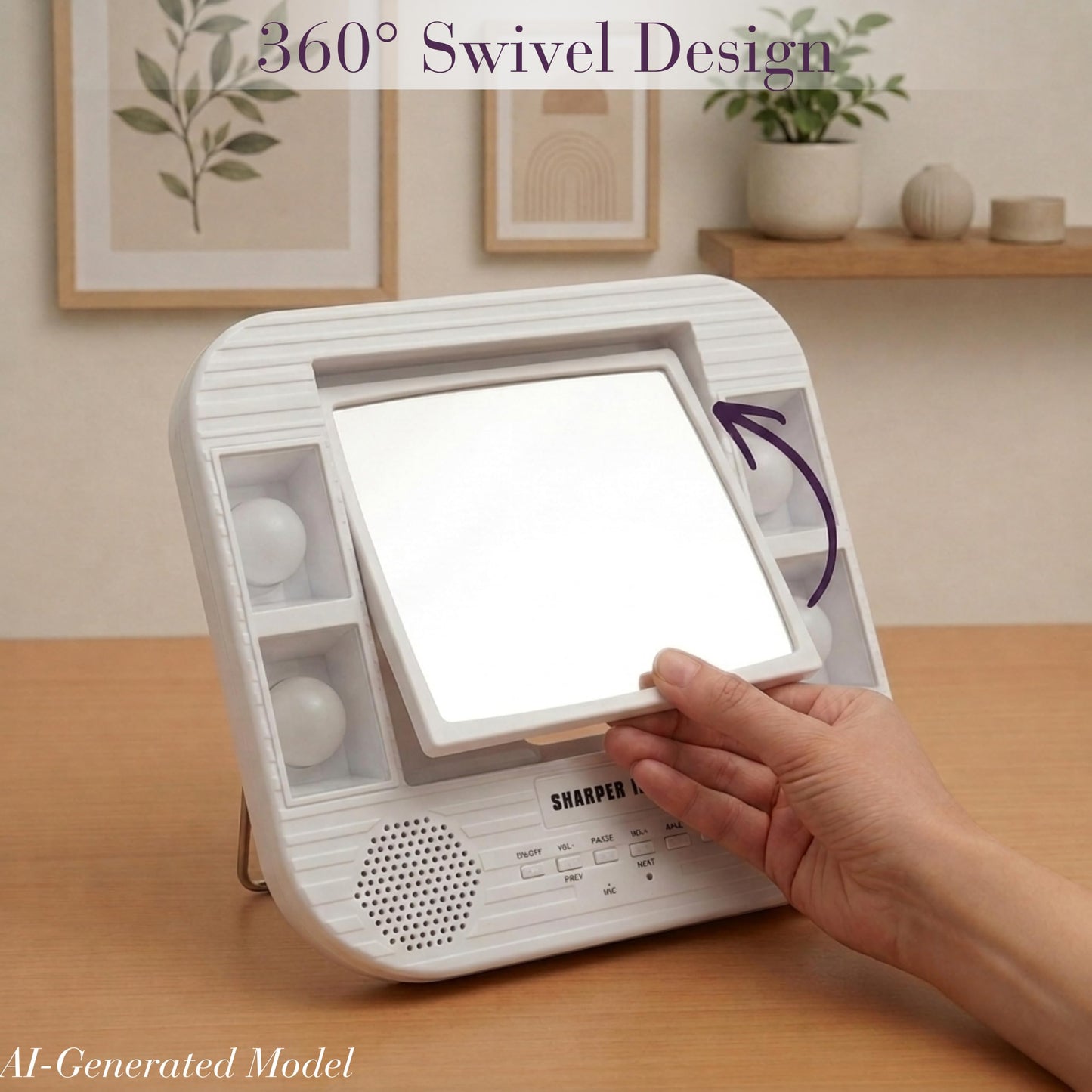 JERDON Two-Sided Bluetooth Makeup Mirror with Lights - Vanity Mirror with 5X Magnification & Multiple Light Settings - White - Model J1025