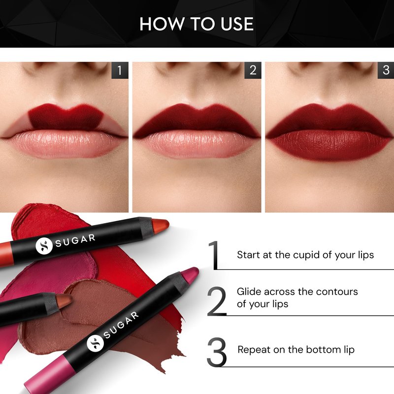 SUGAR Cosmetics Matte as Hell Crayon Lipsticks for Women Lasts Up To 8+ Hours Lip Crayon with Sharpener 2.8 g (Pack of 1) 15 STEPHANIE PLUM