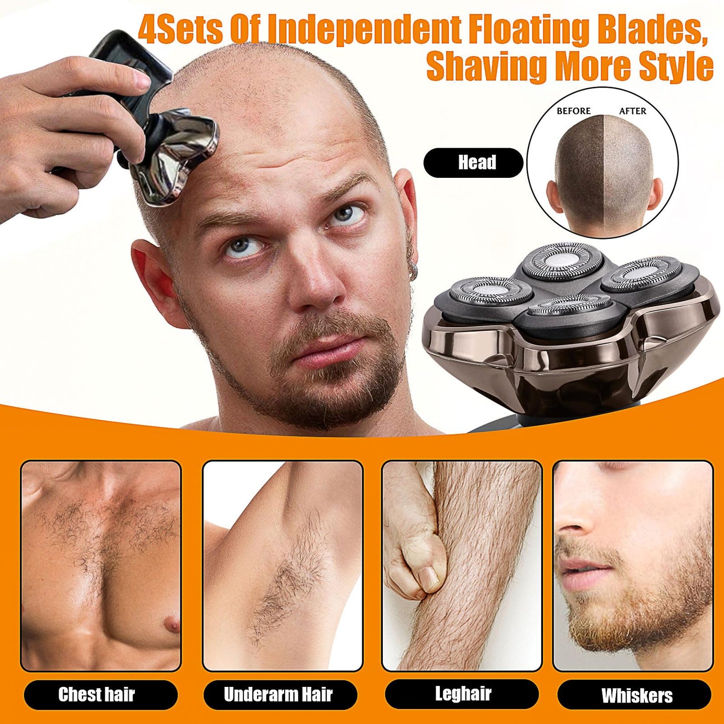 Replacement Blades Shaver PRO 4 Heads Compatible with Skulls Pitbulls Series Head Shaver, Electric Shaver Replacement Hedas Gold PRO/Silver PRO/Platinum PRO/Butterfly Kiss PRO Head Shavers (2 Pcs)