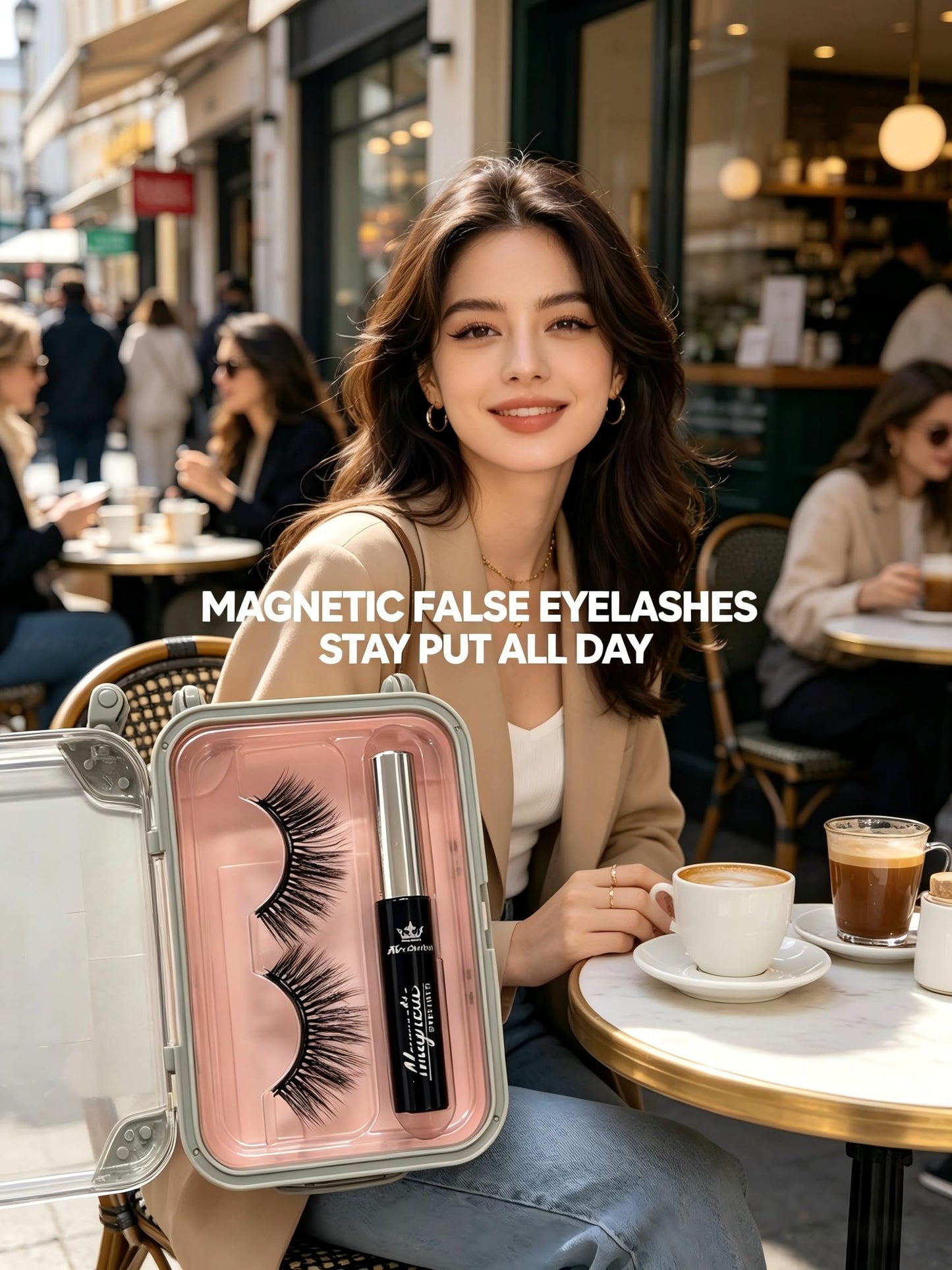 Amzmam Magnetic Eyelashes Natural Look,Magnetic Eyelashes and Eyeliner Kit,Natural Magnetic Lashes,Waterproof, Long Lasting, Easy Apply. (Black-7)