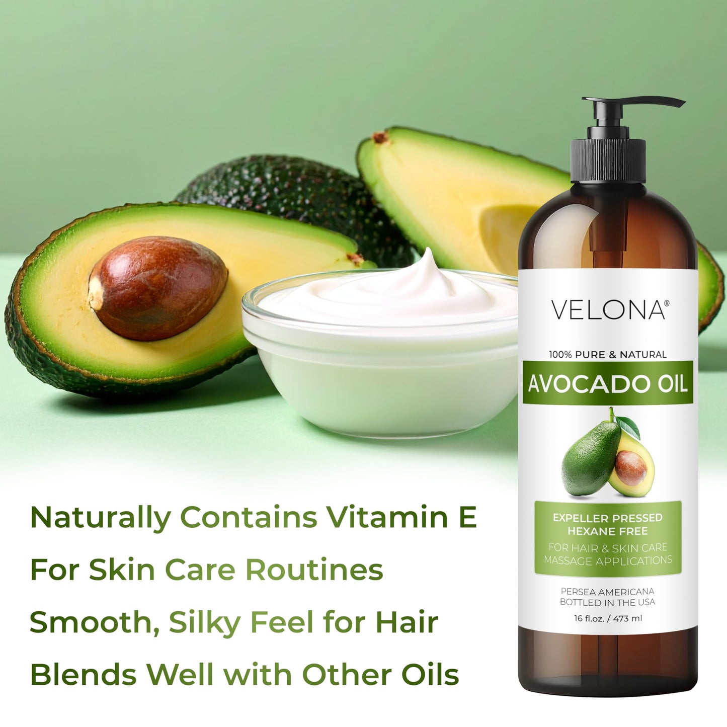 velona Avocado Oil 32 Fl Oz | 100% Pure and Natural Carrier Oil | Expeller-Pressed | Hair, Body and Skin Care | Use Today - Enjoy Results
