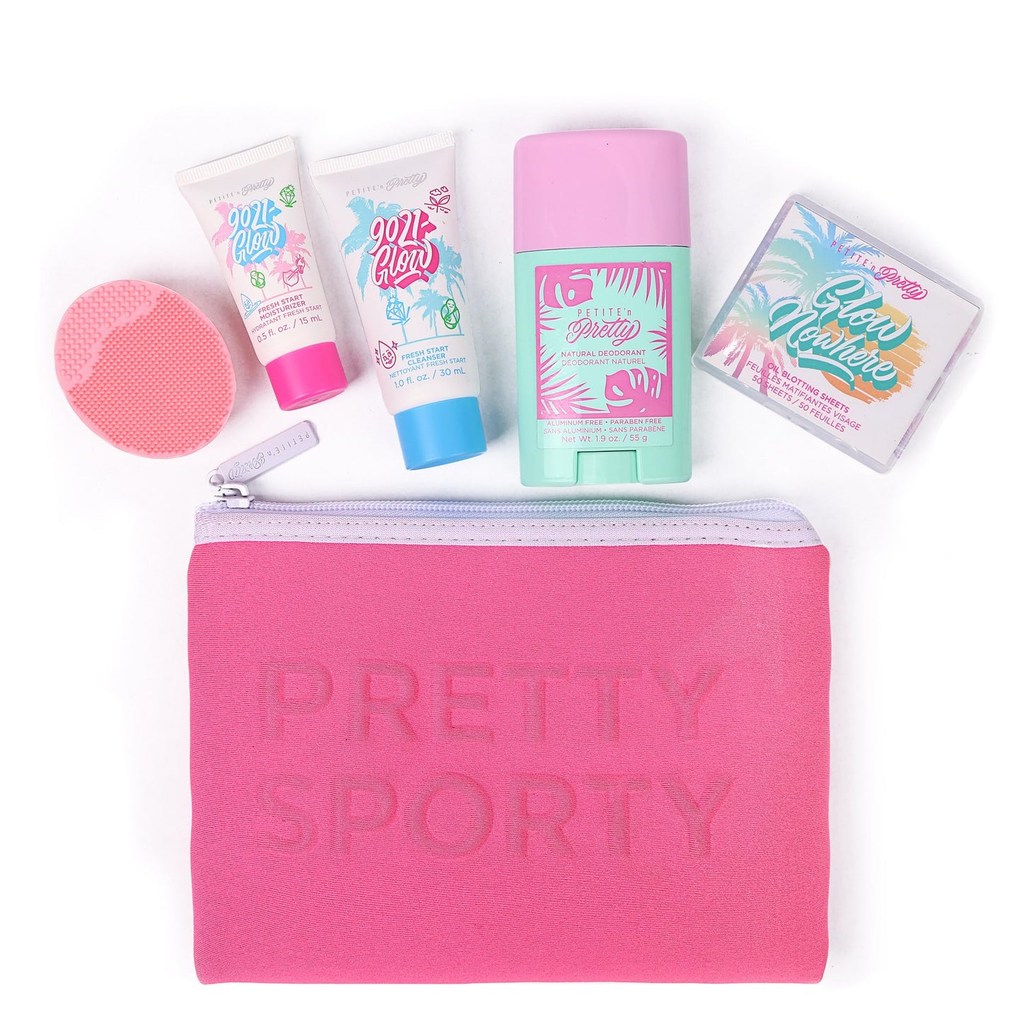 Petite ’N Pretty Sporty Set for Kids, Teens and Tweens - Skin Care Kit of Cleanser,Moisturizer, 50 pcs of Oil Blotting Sheets, and Natural Deodorant - Travel Essentials for Fresh & Glowing Skin