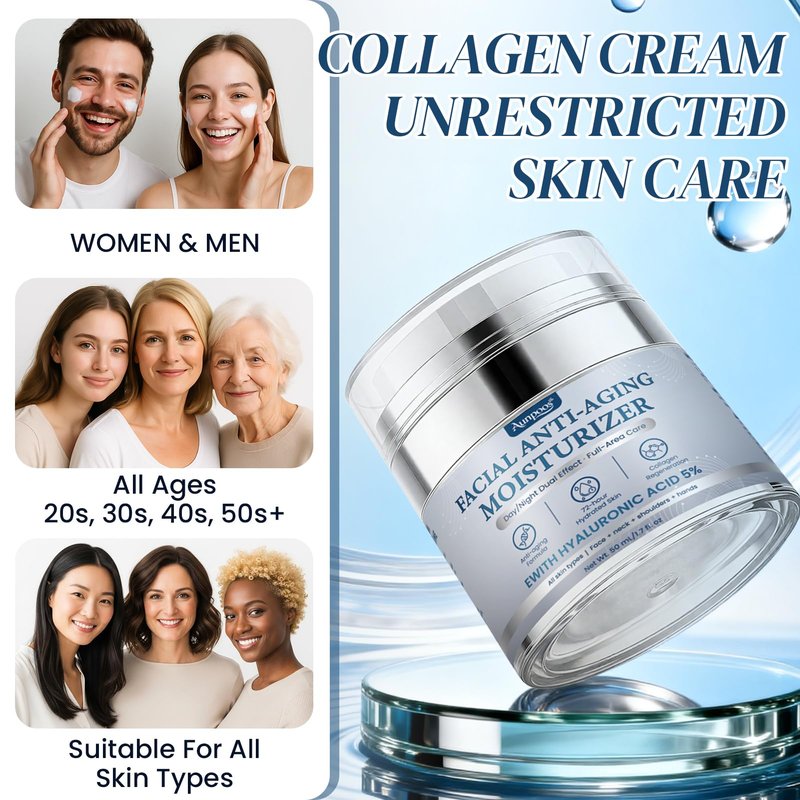 Retinol Collagen Anti-Aging Cream for Face Neck Tightening Moisturizing Skin Cream with Hyaluronic Acid Day Night Wrinkle Facial Moisturizer for All Skin Types 1.7 fl oz Each Set of 2