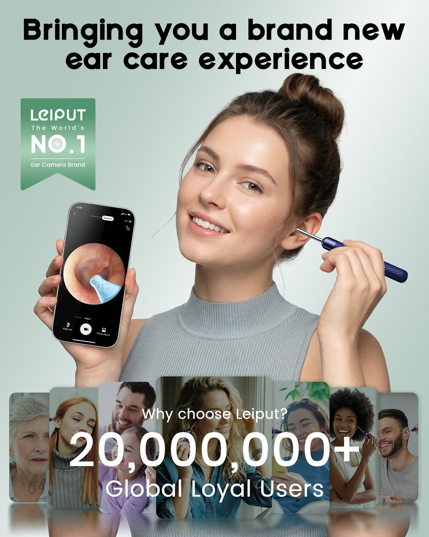Ear Wax Removal - Earwax Remover Tool with Ear Set - Ear Canal Cleaner with 1080P Camera - FSA HSA Eligible - Ear Cleaning Kit with Ear Spoon - Ear Camera for iOS & Android (Navy Blue)