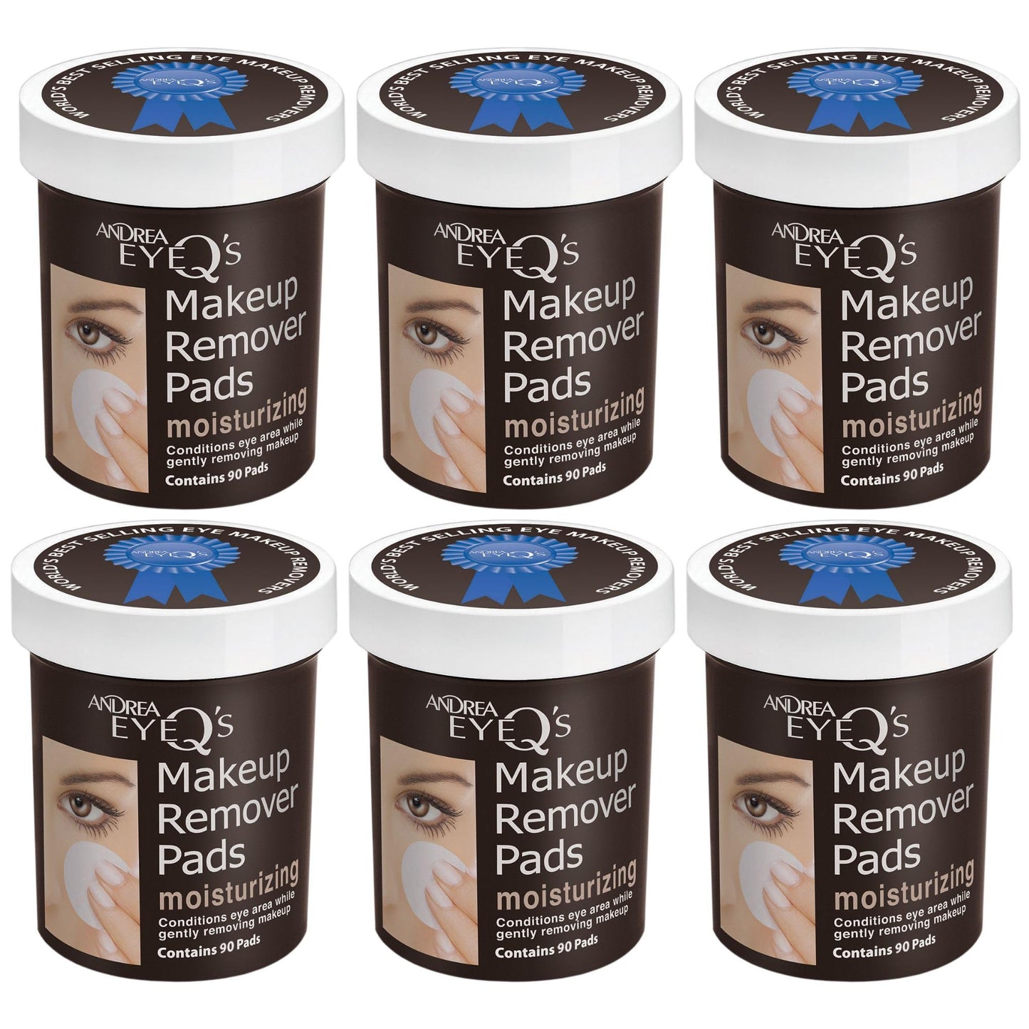 Andrea Eye Q's Moisturizing Eye Makeup Remover Pads, 65 Count (Pack of 6)