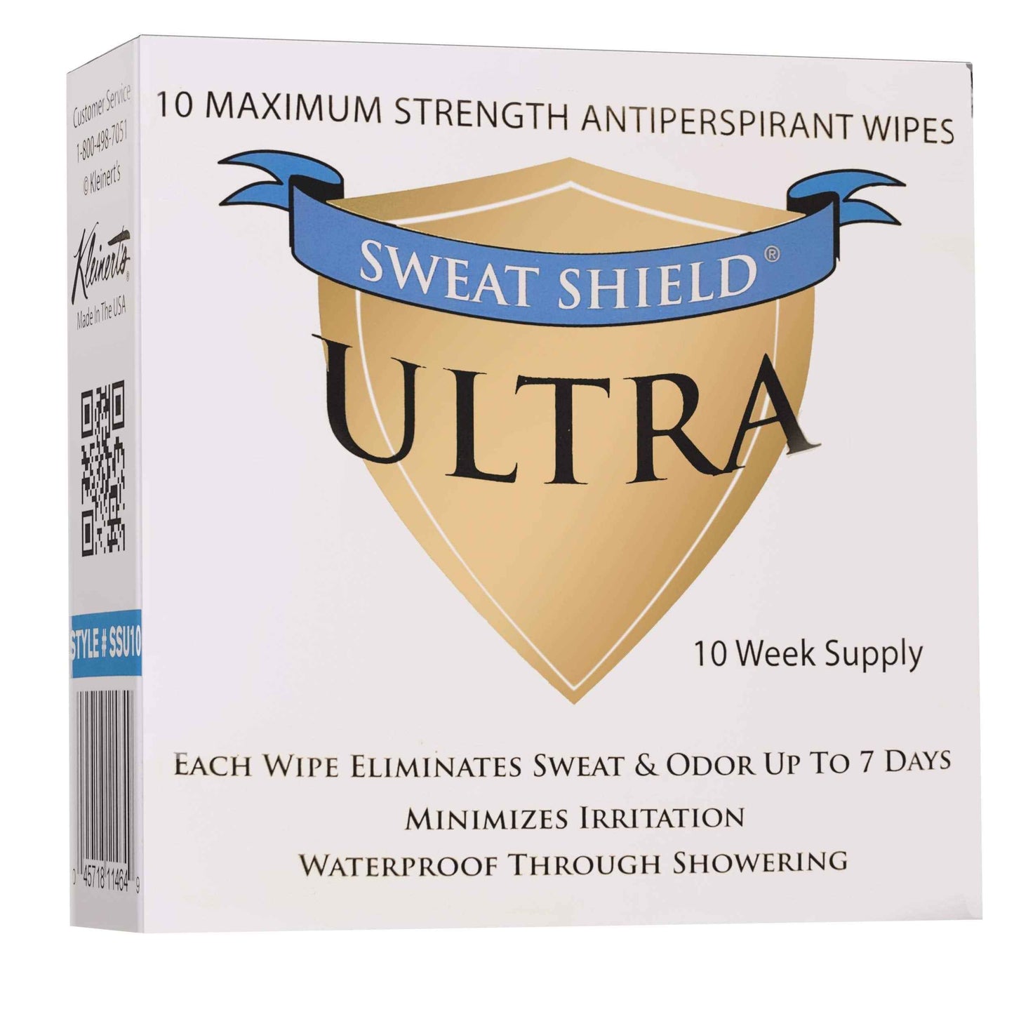 Sweat Shield Ultra Antiperspirant Wipes - Reduce Sweat Up To 7 Days Per Wipe (Pack of 10). Clinical Strength. Dermatologist Recommended.